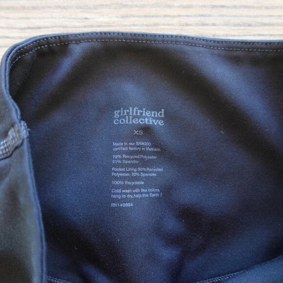 Girlfriend Collective Leggings Womens XS Black High Rise Pocket Full Length Yoga - Picture 3 of 8